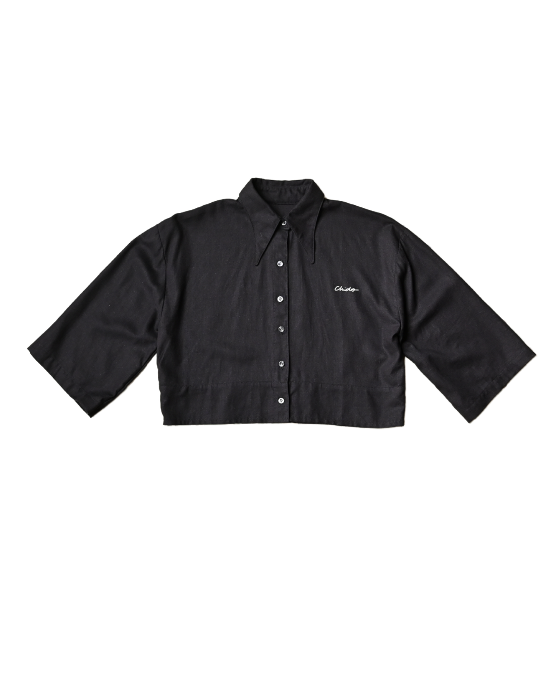 Crop top lino negro. Signature