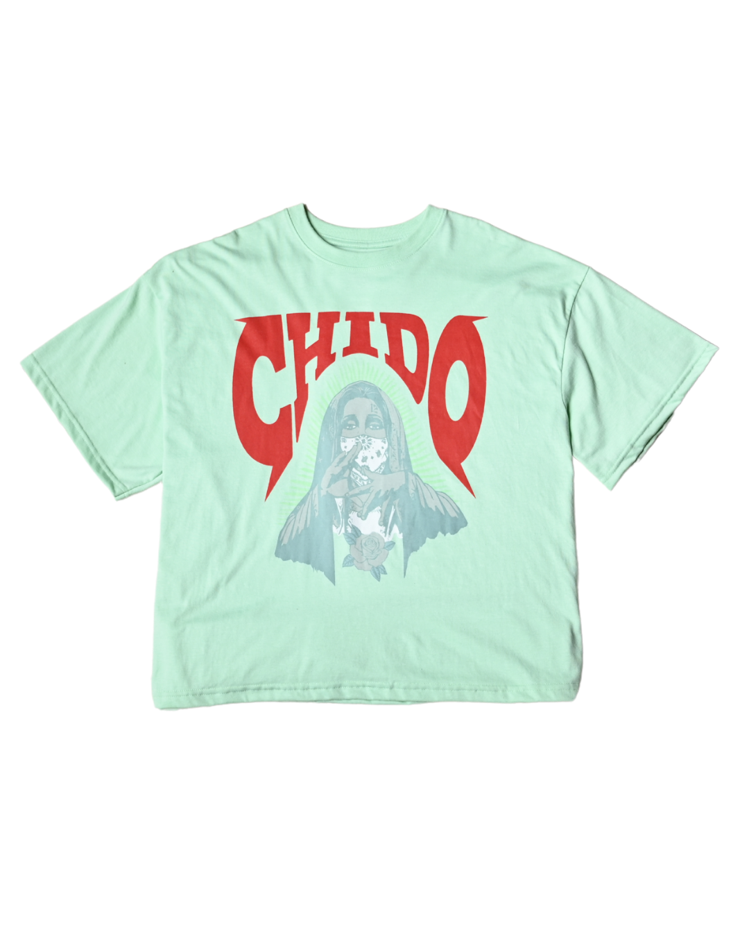 Playera boxy fit verde aguamarina. Amá chola