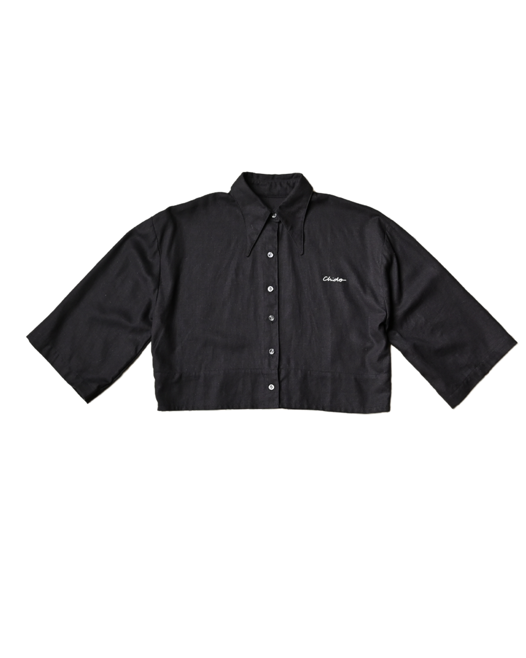 Crop top lino negro. Signature
