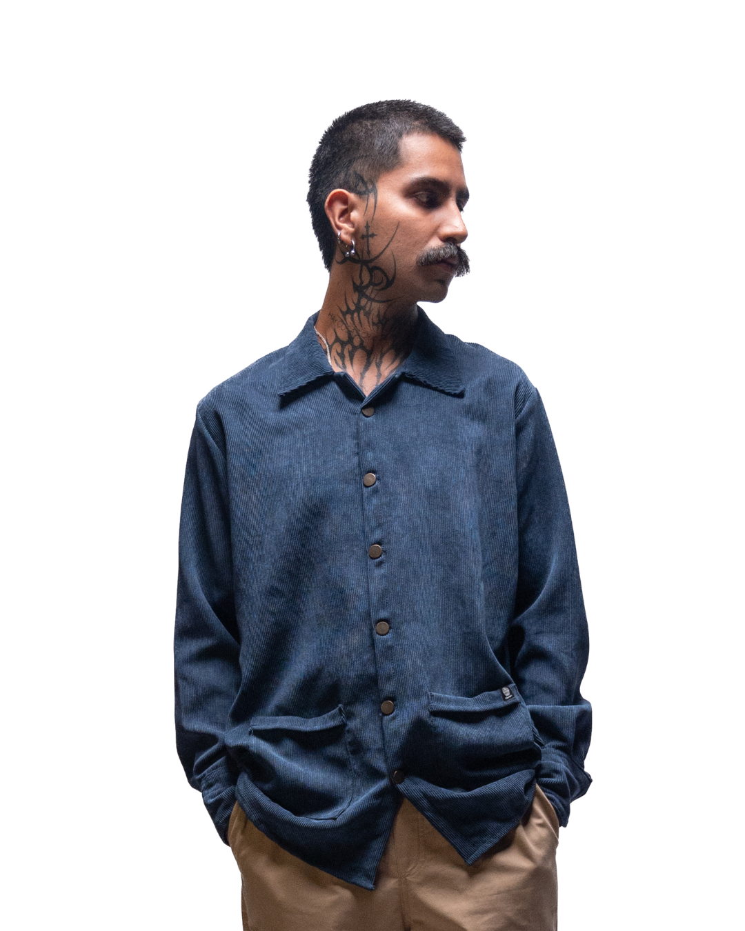 Camisa ML pana unisex azul. Signature