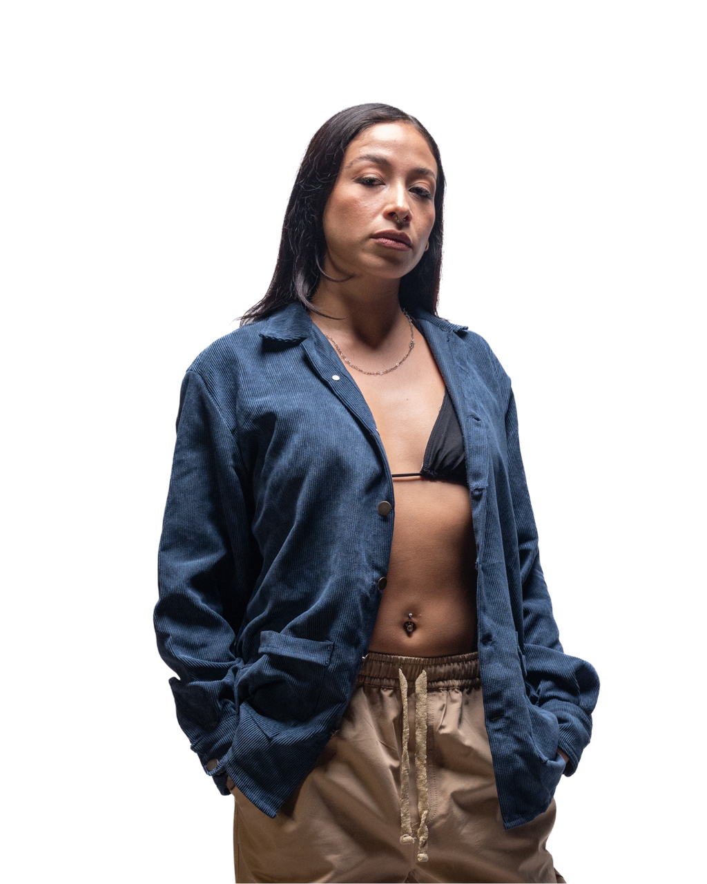 Camisa ML pana unisex azul. Signature