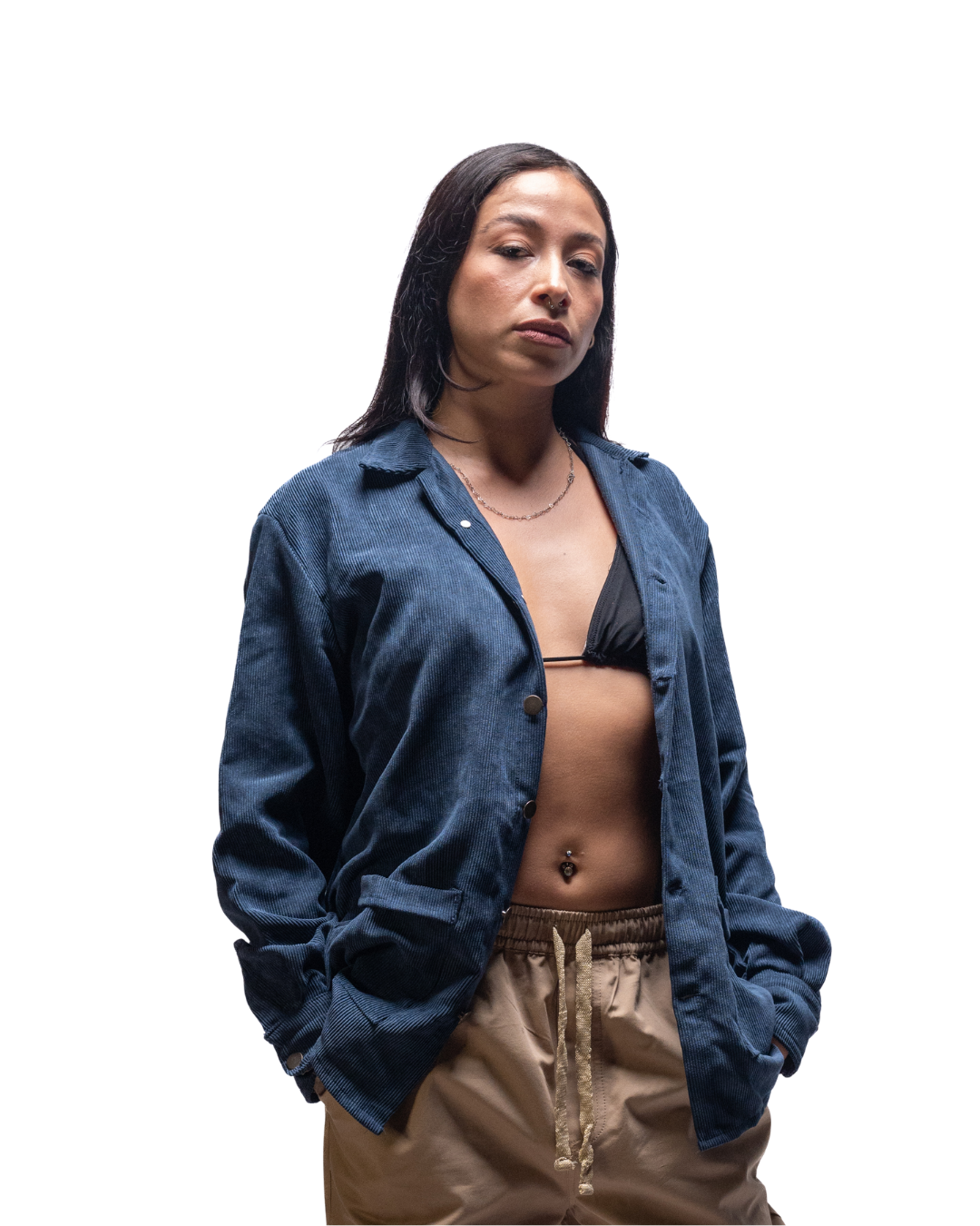 Camisa ML pana unisex azul. Signature