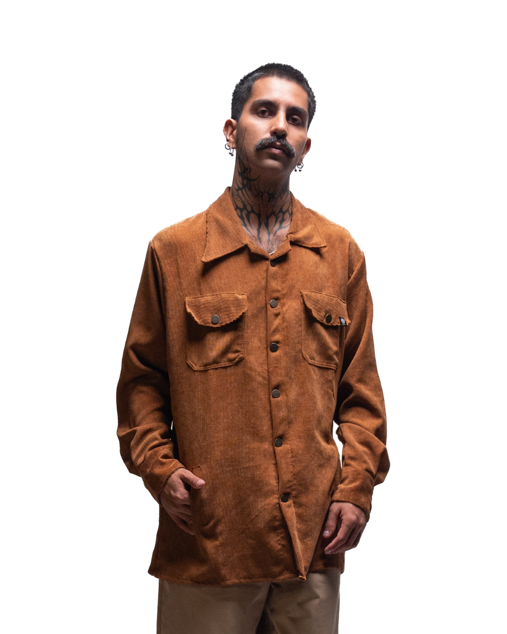 Camisa ML pana unisex beige. Signature