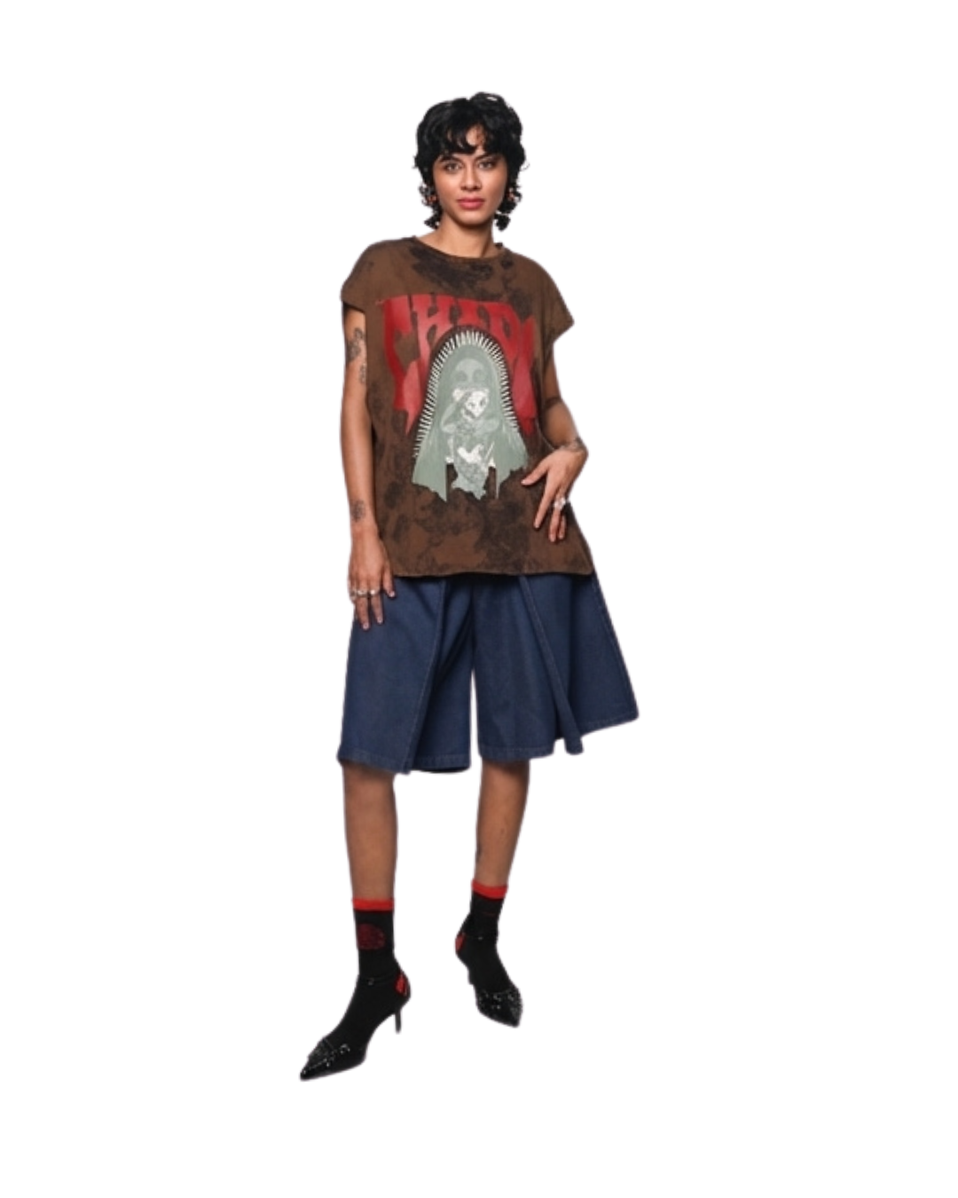 Tank top tie-dye negra. Amá Chola