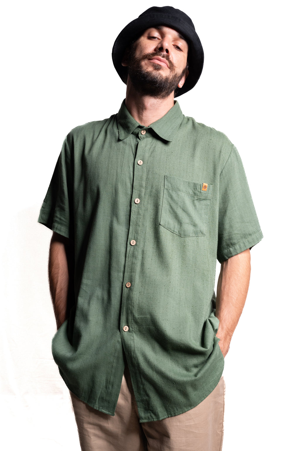 Camisa bambú olivo. Signature