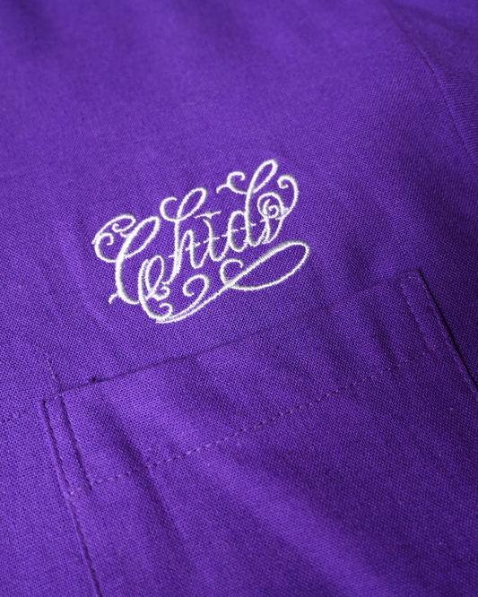 Camisa Lino Morada Güeyes y Huellas