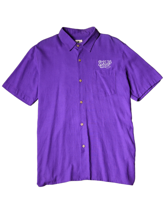 Camisa Lino Morada Güeyes y Huellas