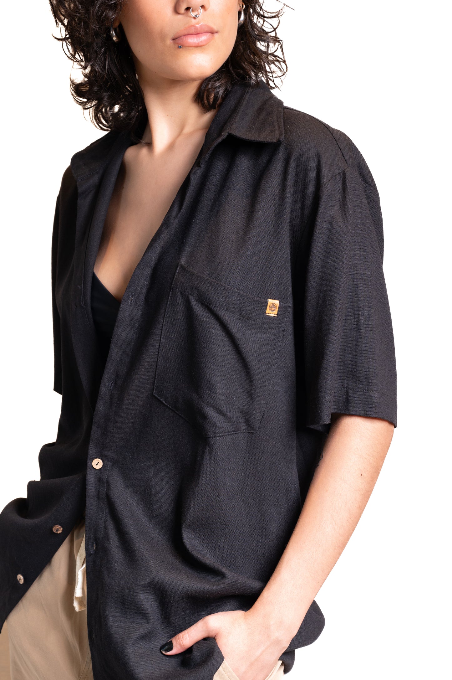Camisa Lino Clásico negro