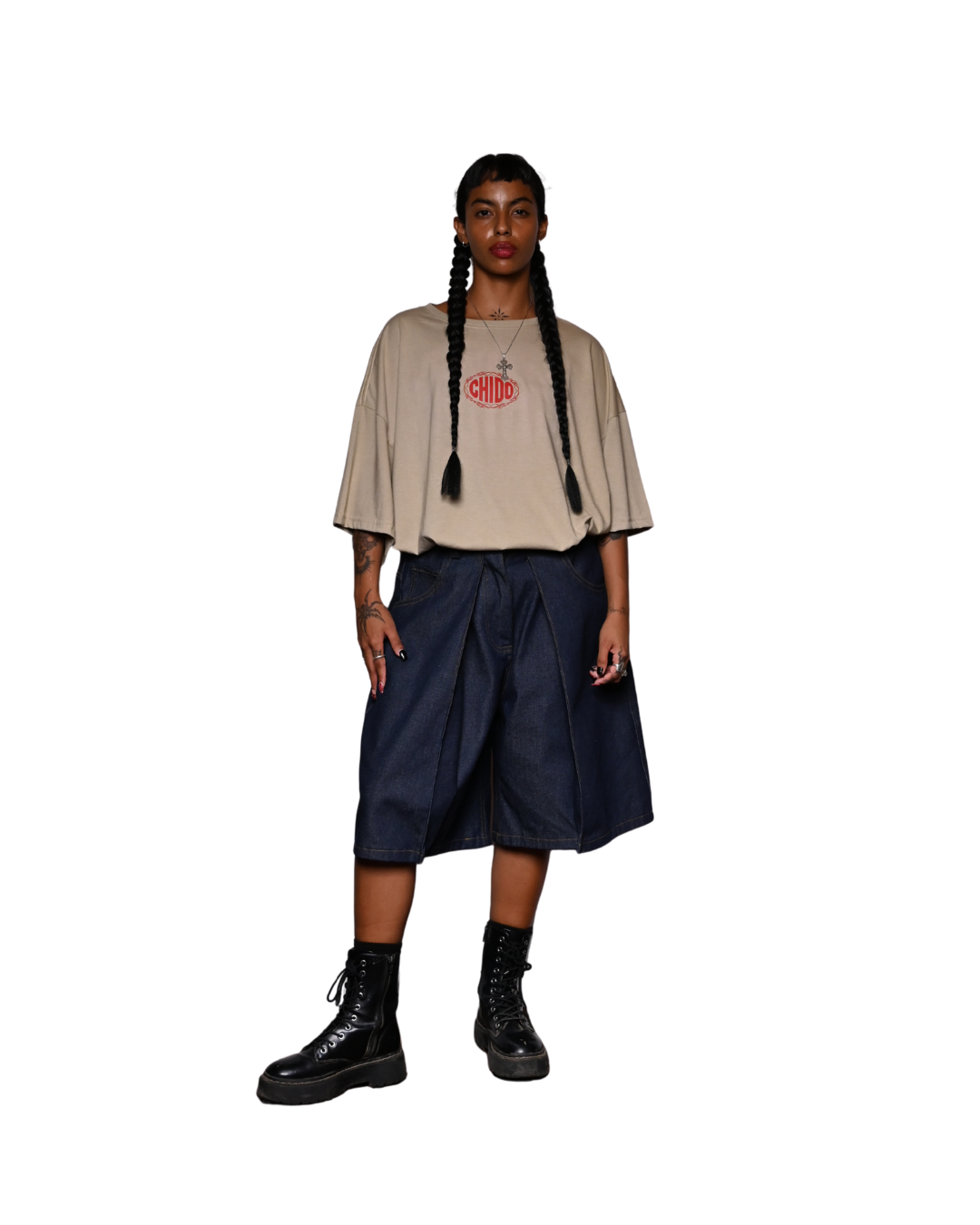 Playera beige boxy fit. Chido