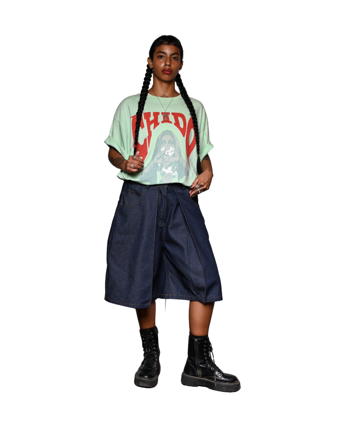 Playera boxy fit verde aguamarina. Amá chola