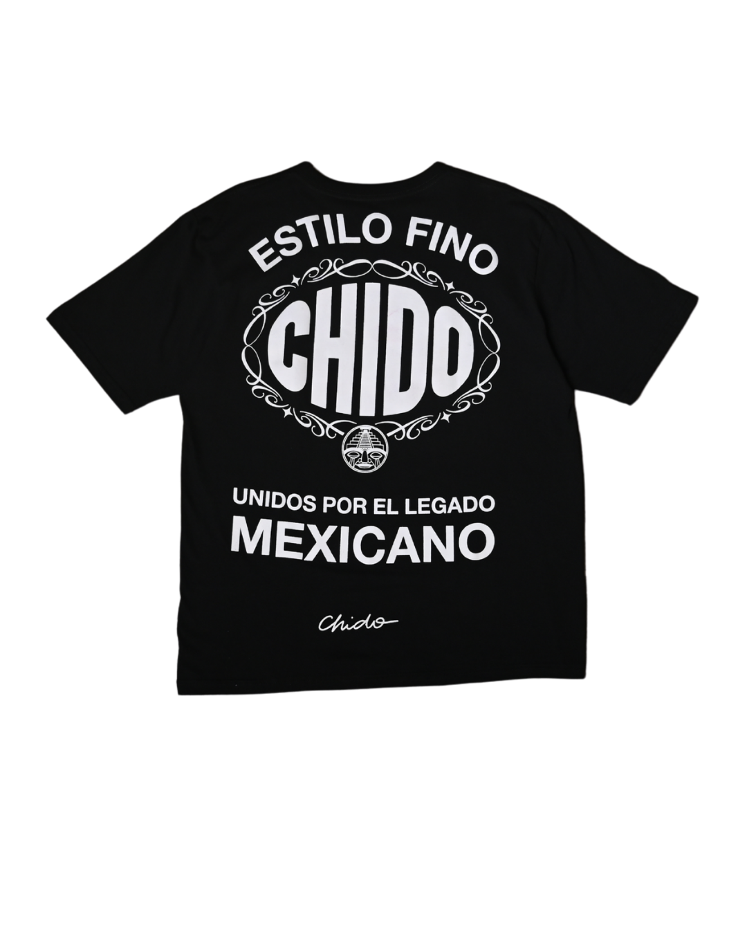Black CHIDO Estilo Fino t-shirt Mexican streetwear design Unidos por el Legado Mexicano