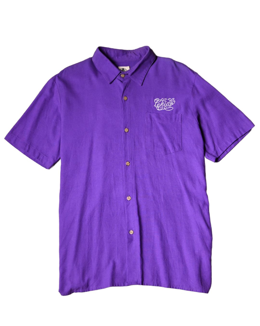 Camisa lino morada. Güeyes y Huellas