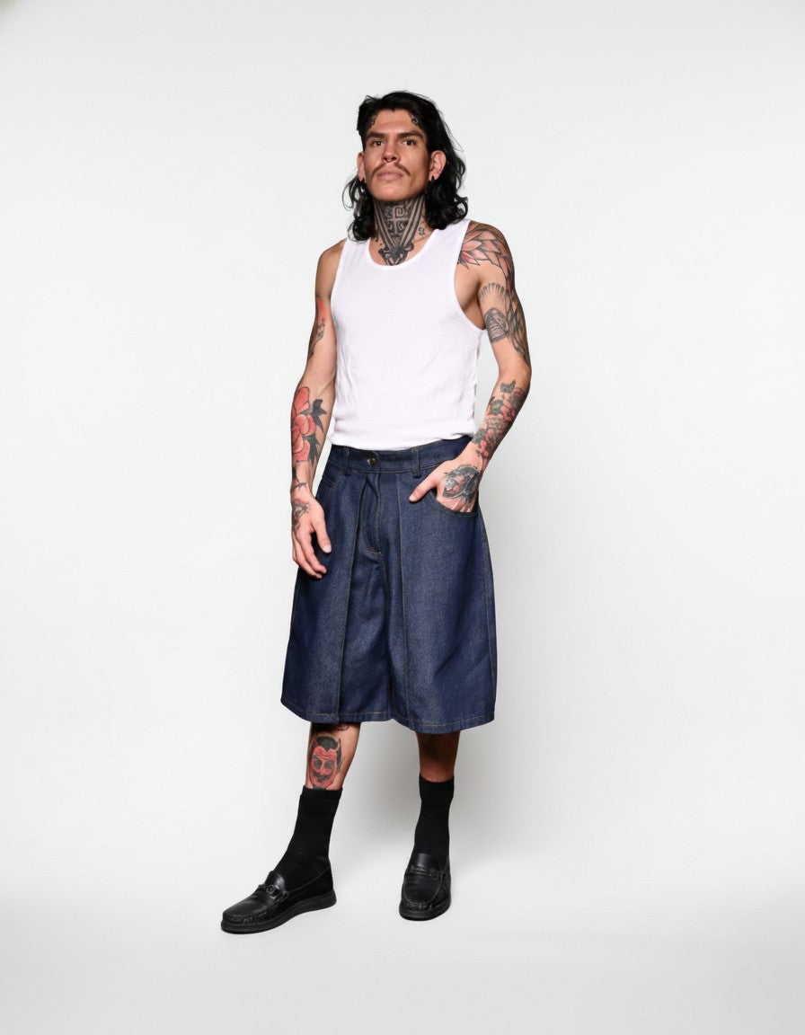 Bermuda Audacia de mezclilla oversized CHIDO streetwear mexicano colección Especie en Extinción