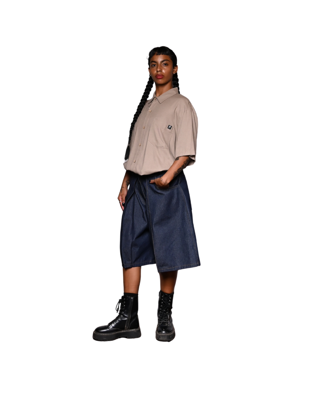 Camisa lino khaki. Signature