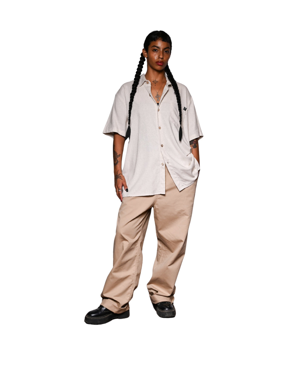 Camisa lino oatmeal. Signature