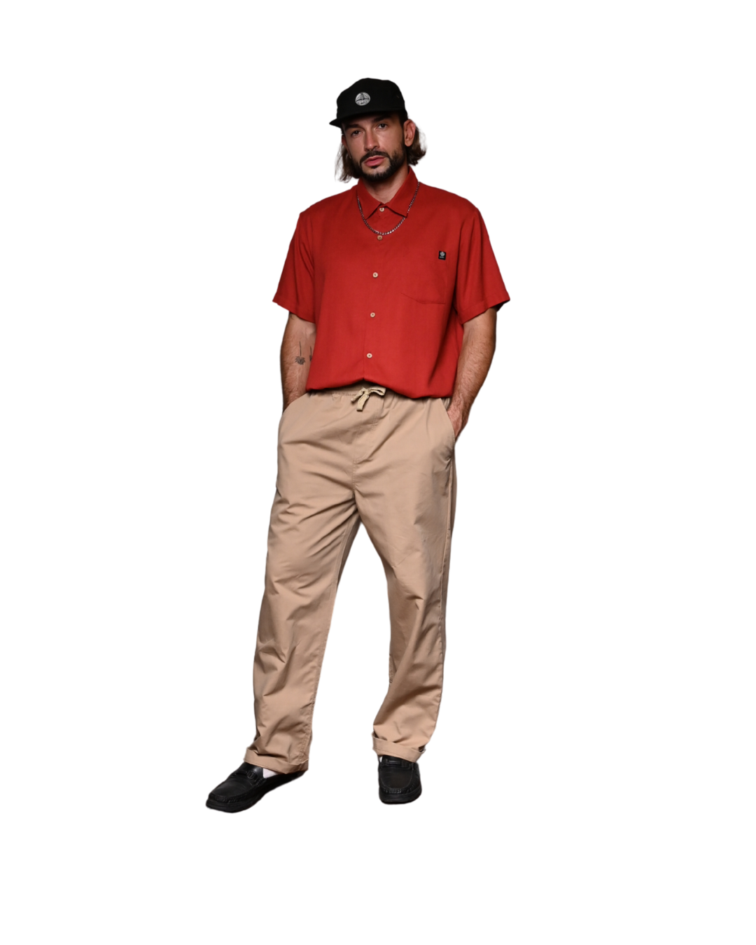 Camisa lino rojo. Signature